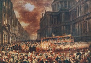 Dronning Victorias første statsbesøg i London City, 1837 af George Hayter