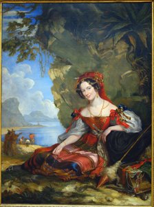 Portræt af Lady Catherine Caroline Montagu (1808-1834), kone til grev Alexandre Joseph Colonna-Walewski, af Hayter, Sir George (1792-1871). Olie på lærred