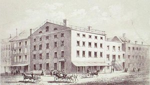 Fraunces Tavern, på hjørnet af Broad and Peel Streets, New York City