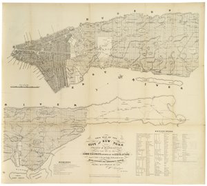 Dette kort over byen New York og Island of Manhattan som udstukket af kommissærerne udpeget af den lovgivende forsamling. . ., 1853 (sort blæk på papir)