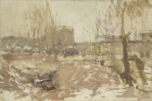Byggeplads ved De Clercqstraat af George Hendrik Breitner