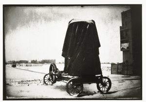 Cementmolen i et vinterlandskab ved overtoom i Amsterdam af George Hendrik Breitner