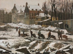 Byggeplads i Amsterdam, ca. 1902. af George Hendrik Breitner