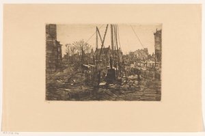 Pælearbejde i Raadhuisstraat i Amsterdam af George Hendrik Breitner