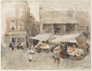 Marked med blomsterboder af George Hendrik Breitner