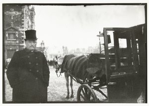 Heste med vogn på Leidseplein i Amsterdam af George Hendrik Breitner