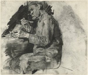 Soldat, der sidder og spiser af George Hendrik Breitner