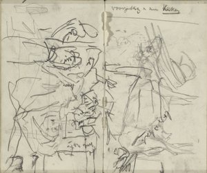 Studieark med figurer og en ko af George Hendrik Breitner