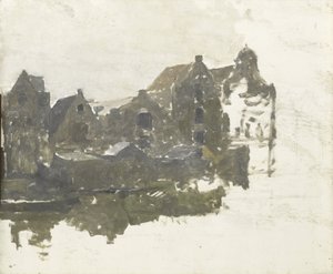Pakhuse på Teertuinen på Prinseneiland, Amsterdam af George Hendrik Breitner