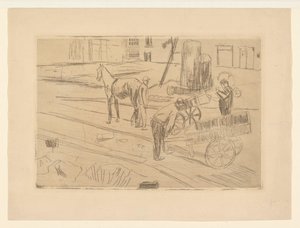 Arbejde på byggepladsen Sint Agnietenstraat i Amsterdam af George Hendrik Breitner
