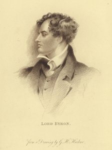 Portræt af Lord Byron (gravering) af George Henry (after) Harlow