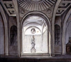A Sculptural Gallery Interiør (akvarel med blyant på papir) af George Henry Bailey