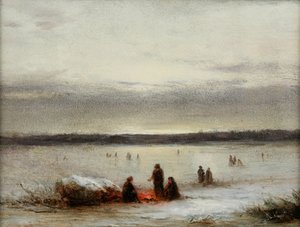 Vinterlandskab (olie på karton)