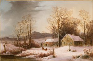 Bondegård om vinteren 1860 (olie på lærred)