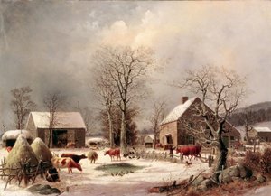 Bondegården om vinteren af George Henry Durrie