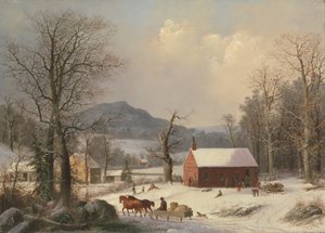 Red School House (Landsscene) af George Henry Durrie