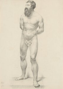Uden titel - Stående mandlig nøgen med figenblad, 1844 (grafit på gulvævet papir)