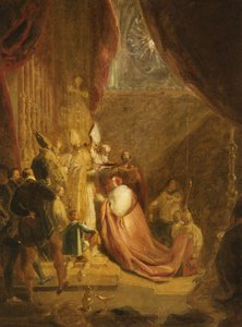 Wolsey modtager Cardinals Hat i Westminster Abbey af George Henry Harlow
