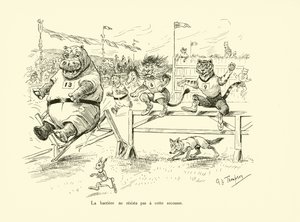 Barrieren kunne ikke modstå stødet (litho) af George Henry Thompson
