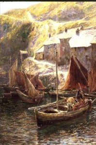 Fiskerbåde, Polperro, Cornwall af George Hillyard Swinstead