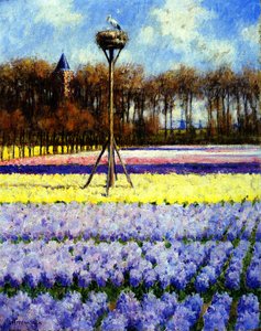 Storkeneden, Holland (olie på lærred) af George Hitchcock