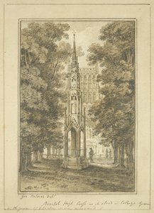 Bristol High Cross, som det stod i College Green i 1763 (blyant og akvarel på papir) af George Holmes