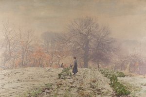 Vintermorgen (olie på lærred) af George Houston