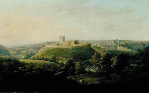 En omfattende udsigt over Richmond, Yorkshire (olie på lærred) af George I Cuitt