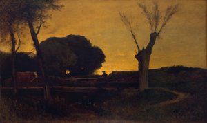 Aften i Medfield, Massachusetts, 1875. af George Inness