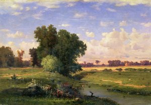 Hackensack Meadows, solnedgang, 1859 af George Inness