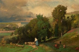 Bjergskråning ved Étretat af George Inness