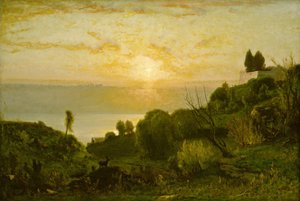 Albano-søen, solnedgang af George Inness