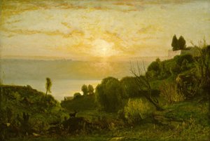 Albano-søen, solnedgang, ca. 1874. af George Inness