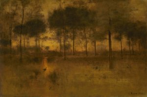 Hjemme hos hejren af George Inness