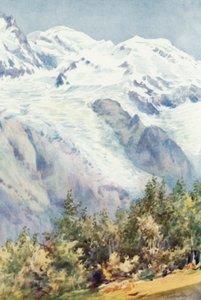 Mont Blanc fra Ruskin Stone (farve litho)