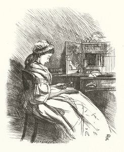 Illustration til strofer om kvinde (gravering) af George John Pinwell