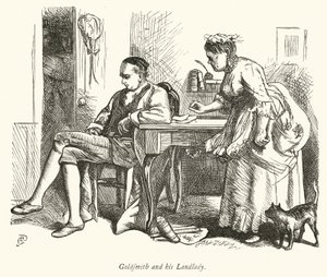 Oliver Goldsmith og hans værtinde (gravering)