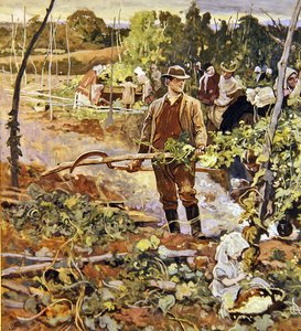 The Gleaners (blyant og akvarel på papir) af George John Pinwell