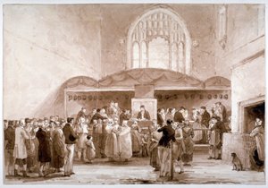 Indvendigt billede af Guildhall Chapel, City of London, 1817 af George Jones