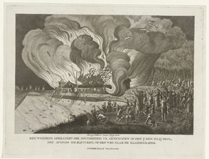 Brand i saltkæden ved Arnemuiden, 7. juli 1802 af George Kockers