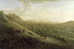 En udsigt over Boxhill, Surrey, med Dorking i det fjerne