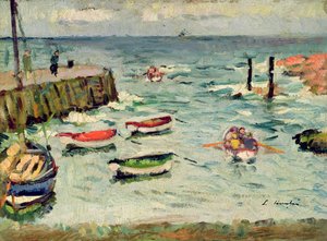 En sommerdag, Largo (olie på panel) af George Leslie Hunter
