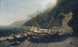 Udsigt over Amalfi, Salerno-bugten af George Loring Brown