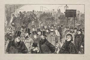 The Living Stream ved London Bridge - On the Bridge af George Louis Palmella Busson Du Maurier