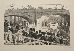 The Living Stream ved London Bridge - Under the Bridge, 1863. af George Louis Palmella Busson Du Maurier