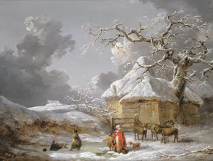 A Fall on the Ice (olie på lærred) af George Morland