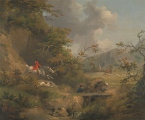Rævejagt i bakket land af George Morland