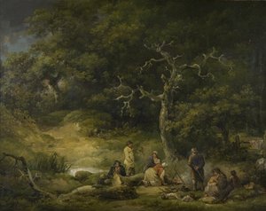 Gypsies in a Landscape, ca. 1790 (olie på lærred) af George Morland