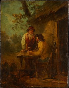 Bønder foran en hytte af George Morland
