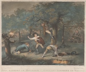 Sæt på fire: Drenge, der røver en frugthave af George Morland
